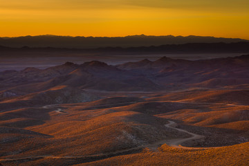 Nevada desert landscape in morning sunrise light.