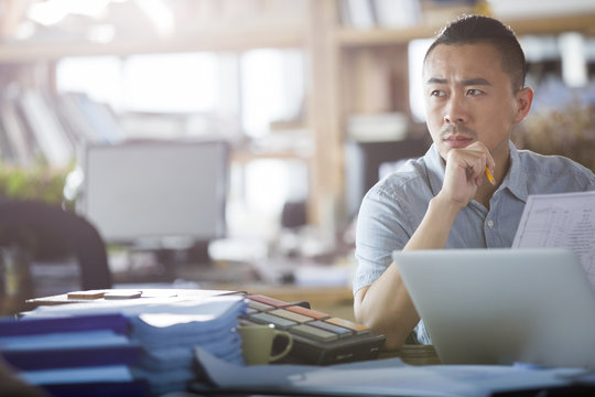 Male architect working in the office