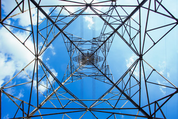 Low angle view of an electricity pylon