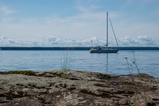 Sailboat Moored In The Apostle Islands In Lake Superior