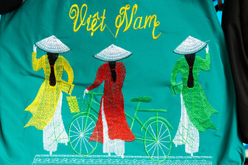 Vietnam's traditional souvenirs are sold in shop at Ninhbinh, Vietnam.