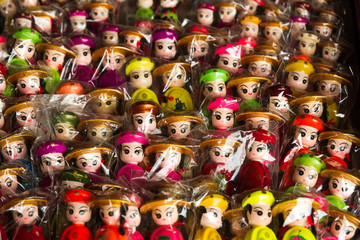 Fototapeta na wymiar Vietnam's traditional souvenirs are sold in shop at Ninhbinh, Vietnam.