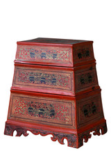 Antique asian style wooden cabinet from thailand isolated on whi