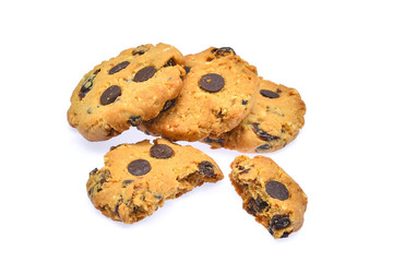 chocolate chip cookie isolated on white background