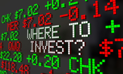 Fototapeta premium Where to Invest Stock Market Ticker Symbols 3d Illustration