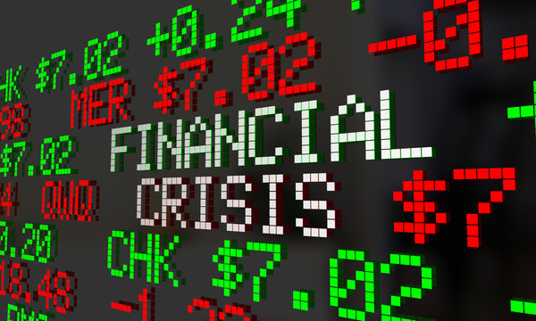 Financial Crisis Stock Market Ticker Words 2 3d Illustration