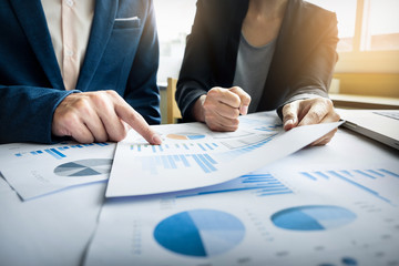 Team work process. young business managers crew working with new