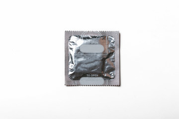 Close up Condom isolated on white background.