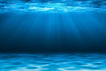Foto op Plexiglas Blue deep water abstract natural background. © jayzynism