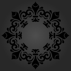 Oriental dark pattern with arabesques and rayal lilies. Traditional classic ornament