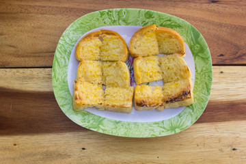 fresh toast in a plate on the table