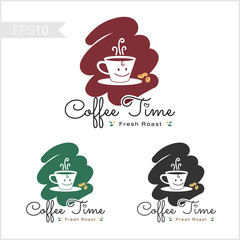 Set of retro coffee badge label logo design