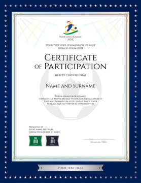 Sport theme certificate of participation template for football match