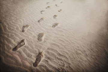 Footprints in the sand at beach