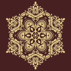 Oriental pattern with arabesques and floral elements. Traditional classic ornament