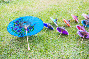 Thai native umbrella on ground