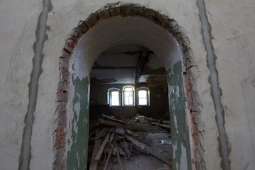 Abandoned old building - the entrance to the room with ghosts