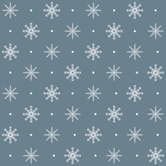 Dotted snowflake pattern. Seamless vector winter background