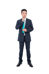Young asian businessman over white background