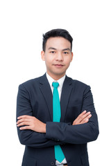 Young asian businessman over white background