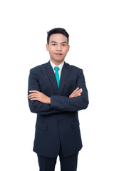Young asian businessman over white background