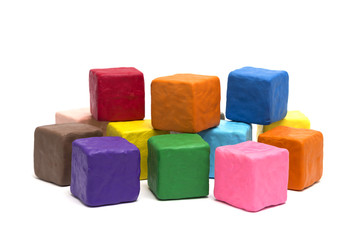 Cubes made of modeling clay