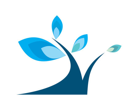 blue leaves plant icon