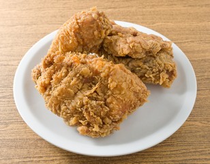 Delicious Deep Fried Chicken on A White Dish