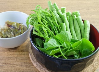 Leucaena Leucocephala, Gotu Kola Leaves and Cowpeas with Chili Paste
