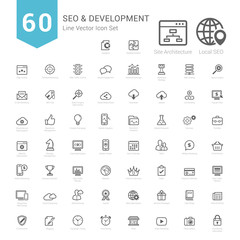 Set of Bold Stroke SEO and Development icons Vector Illustration