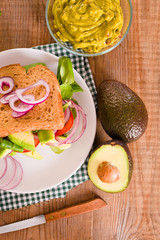 Veggie toast with avocado. 