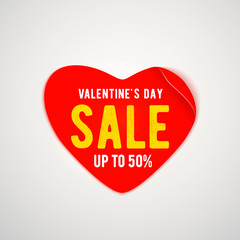 Vector illustration of real red paper heart for valentines day sale template