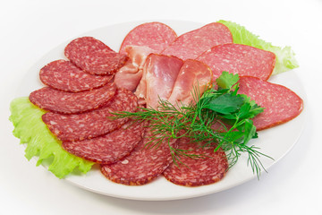 sliced sausages on the plate 2
