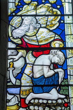Abraham and Isaac stained glass window