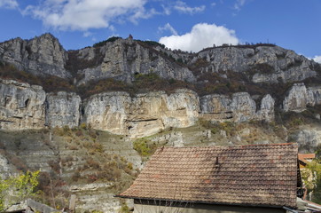 Fototapeta premium Three high top of Lakatnik rocks, Iskar river defile, Sofia province, Bulgaria 