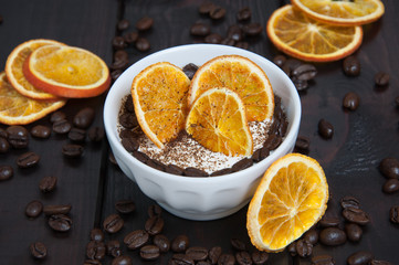 Dessert- mit Kaffee & Orangenscheiben
