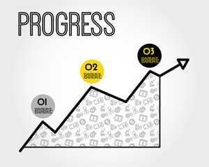 yellow progress infographic graph with money icons
