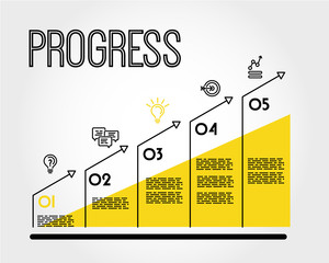 yellow progress infographic graph with title