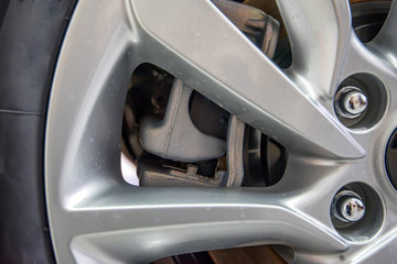 Close up of rims from sport car