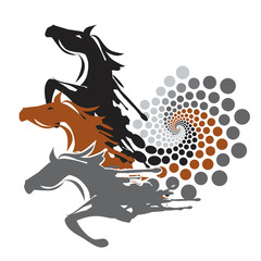 Three wild Horses.
Three horses running from the spiral. Vector available