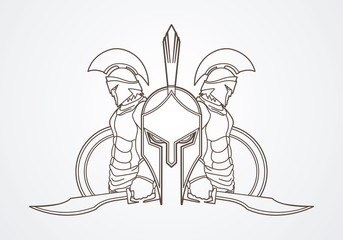 Spartan warrior pose outline graphic vector.