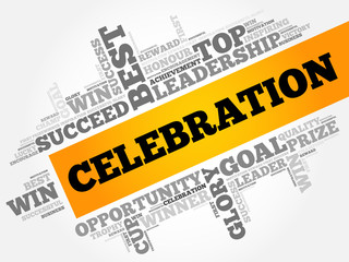 Celebration word cloud, business concept