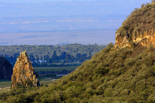 Hell's Gate National Park showing Fischer's Tower. Naivasha. Great Rift Valley. Kenya