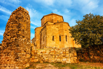 Scenic view of Jvari Monastery in Mtskheta, Georgia