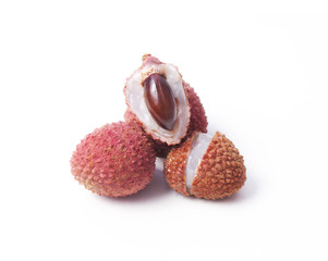 lychee fruits on white background