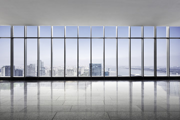 cityscape and skyline of hangzhou new city from window