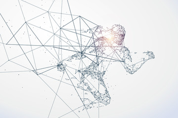 Running Man,Network connection turned into, vector illustration.