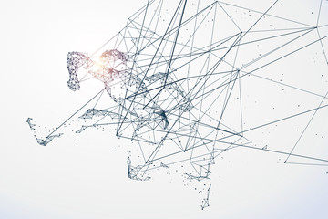 Running Man,Network connection turned into, vector illustration.