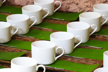 white coffee cup in the row