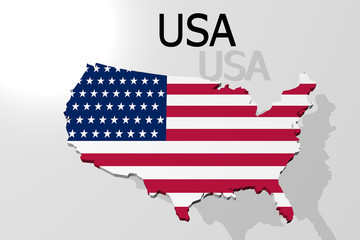 USA map as a 3d rendering with text